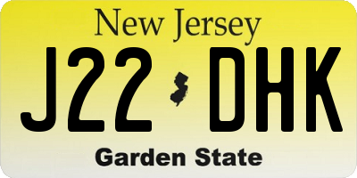 NJ license plate J22DHK