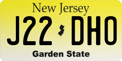 NJ license plate J22DHO