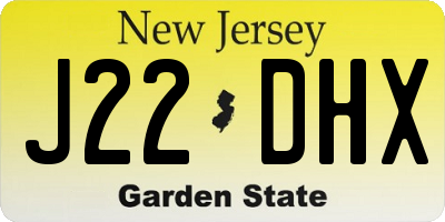 NJ license plate J22DHX