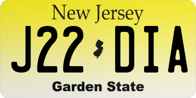 NJ license plate J22DIA