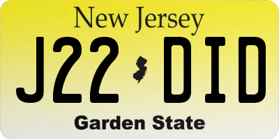 NJ license plate J22DID