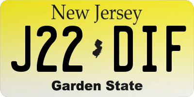 NJ license plate J22DIF