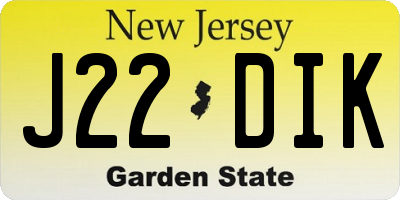 NJ license plate J22DIK