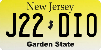 NJ license plate J22DIO
