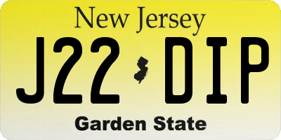 NJ license plate J22DIP