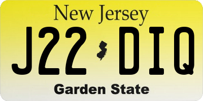 NJ license plate J22DIQ