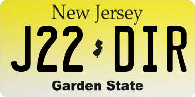 NJ license plate J22DIR