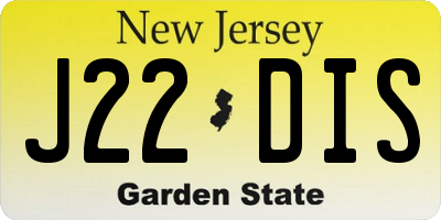 NJ license plate J22DIS