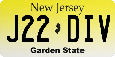 NJ license plate J22DIV