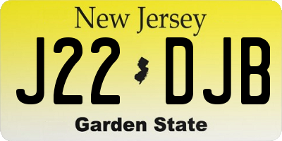 NJ license plate J22DJB