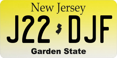 NJ license plate J22DJF