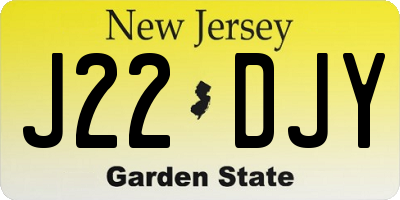 NJ license plate J22DJY