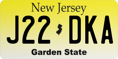 NJ license plate J22DKA