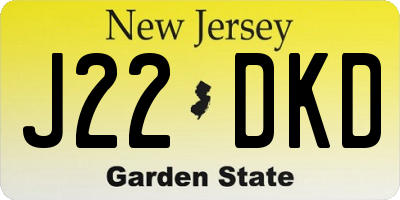 NJ license plate J22DKD