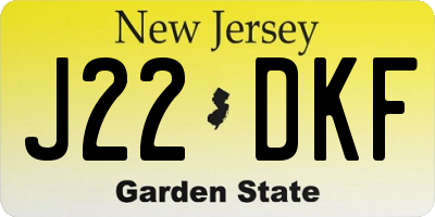NJ license plate J22DKF