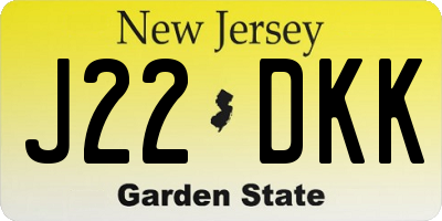 NJ license plate J22DKK