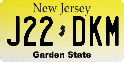 NJ license plate J22DKM