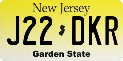 NJ license plate J22DKR