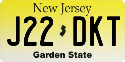 NJ license plate J22DKT
