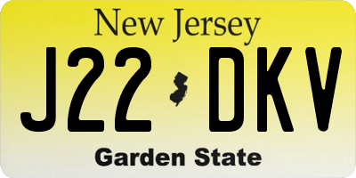 NJ license plate J22DKV