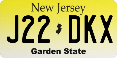 NJ license plate J22DKX