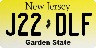 NJ license plate J22DLF