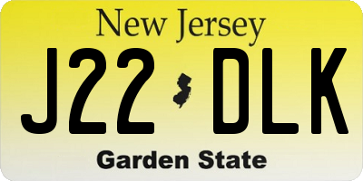 NJ license plate J22DLK