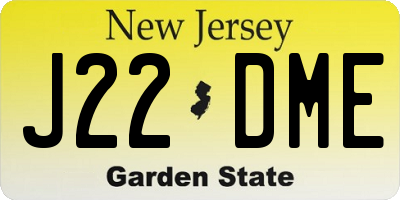 NJ license plate J22DME