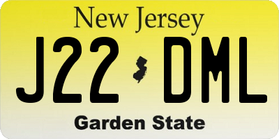 NJ license plate J22DML