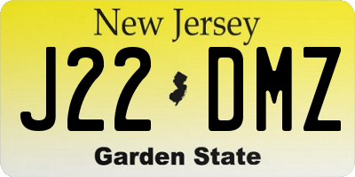 NJ license plate J22DMZ