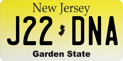 NJ license plate J22DNA