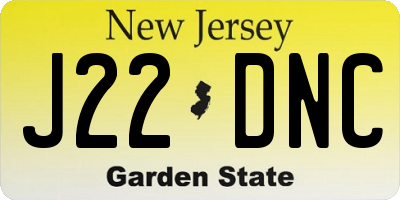 NJ license plate J22DNC