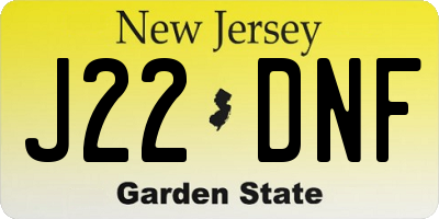 NJ license plate J22DNF