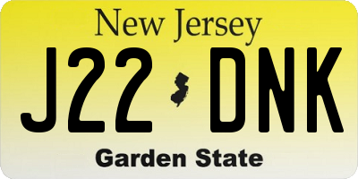 NJ license plate J22DNK