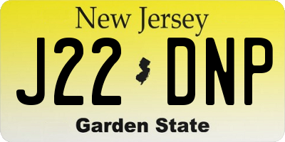 NJ license plate J22DNP
