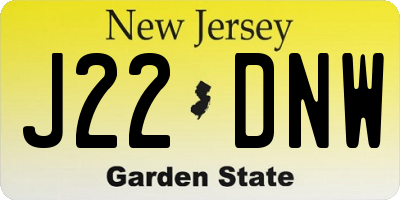 NJ license plate J22DNW