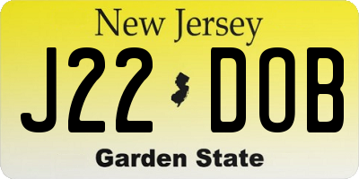 NJ license plate J22DOB