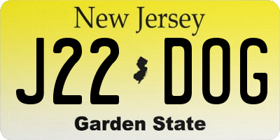 NJ license plate J22DOG