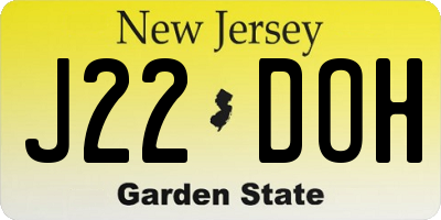 NJ license plate J22DOH