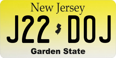 NJ license plate J22DOJ