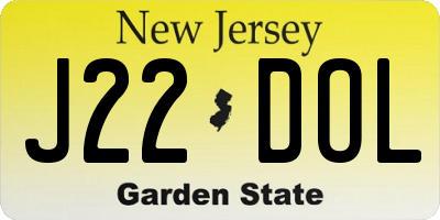 NJ license plate J22DOL