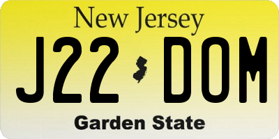 NJ license plate J22DOM