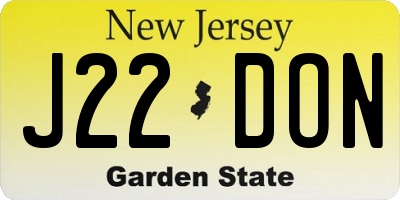 NJ license plate J22DON