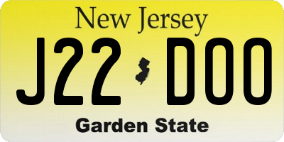 NJ license plate J22DOO