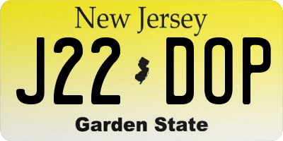 NJ license plate J22DOP