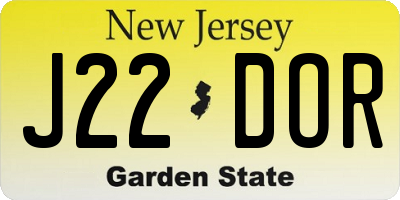 NJ license plate J22DOR