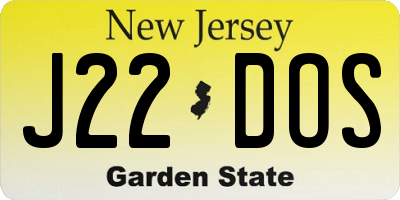 NJ license plate J22DOS