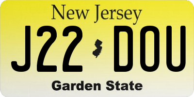 NJ license plate J22DOU