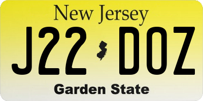 NJ license plate J22DOZ