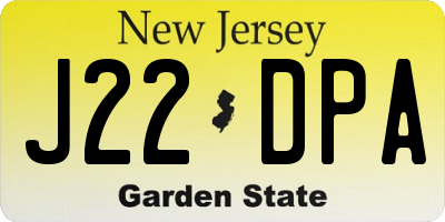NJ license plate J22DPA